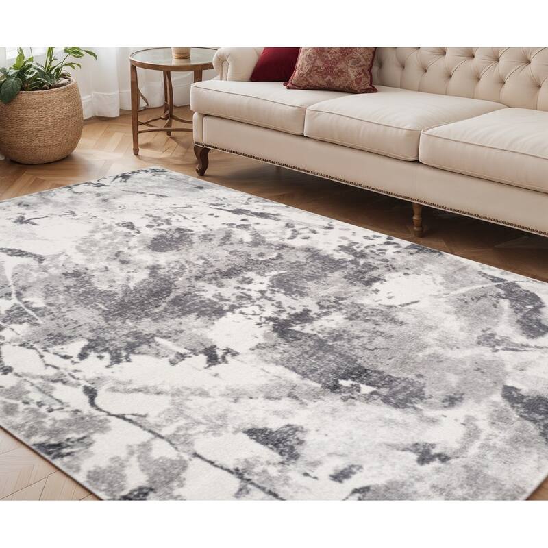 HomeRoots Abstract Modern Rectangle Area Rug - 90.00 in. x 63.00 in.  x 0.30 in.