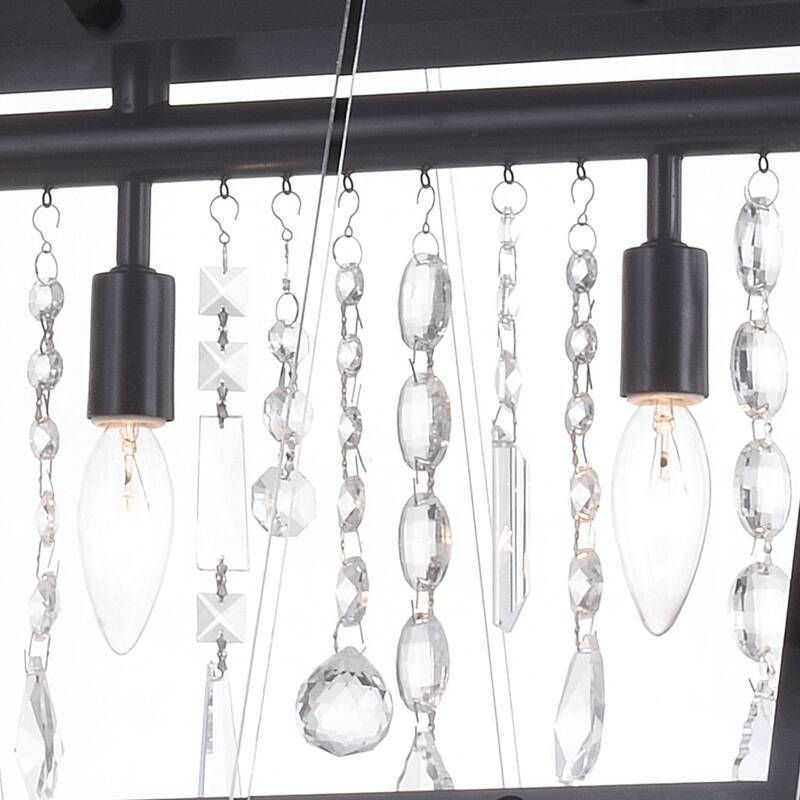 5 Light Linear Chandelier Pendant Light - Black Island Kitchen Dining Room Fixture - 20.75