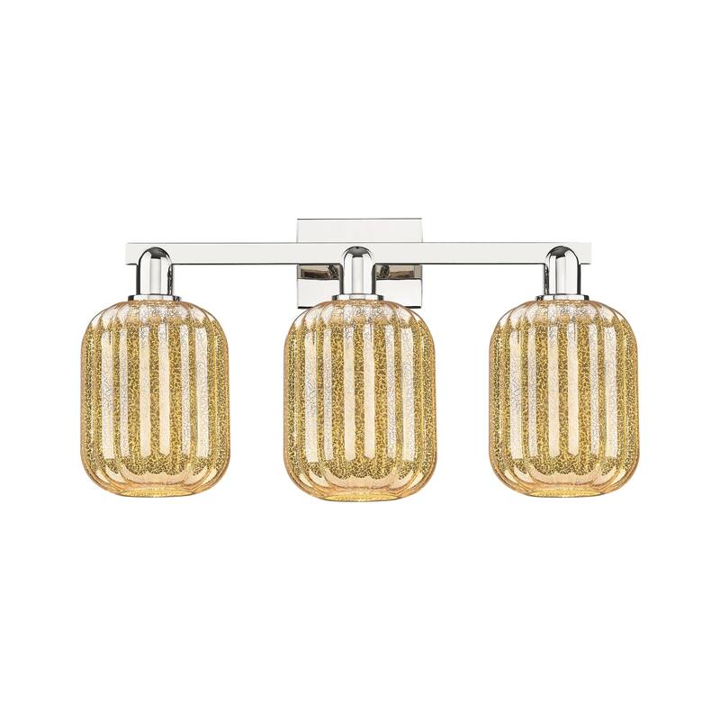 Innovations Lighting Downtown Urban - Preston - 3 Light 26" Jar Shade Bath Vanity Light - Mercury/Polished Nickel