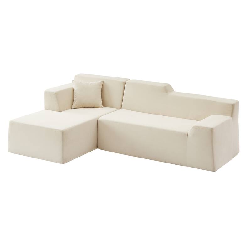 Modern L-Shaped Corduroy High Back Sofa, Left-Hand Facing (LHF)