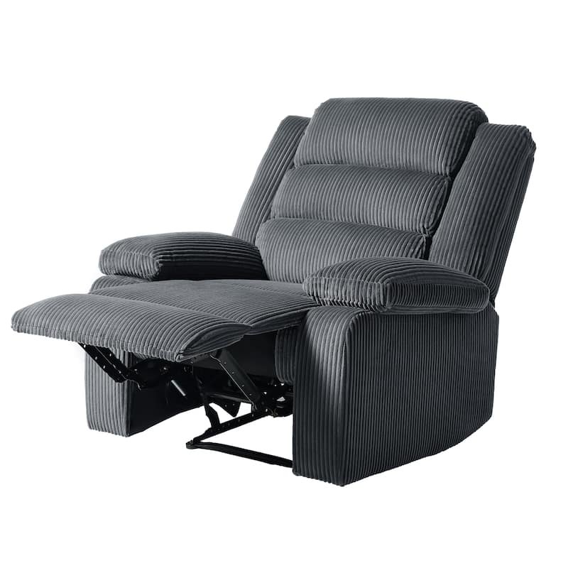 2 Set Modern Corduroy Manual Recliner Chair, Oversize Accent Chair Recliner with Wide Armrest