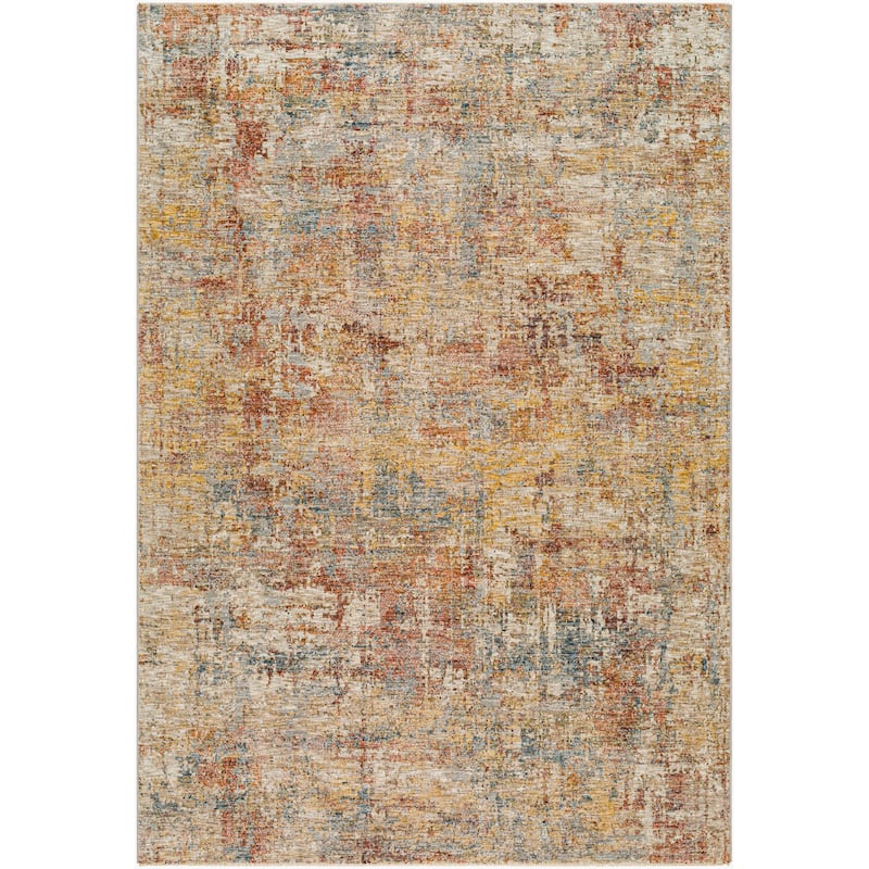 Livabliss Casual Mona Lisa Abstract Area Rug - 6'7" x 9'6" - Tan/Light Sage/Mustard/Dark Blue/Rust/Sage