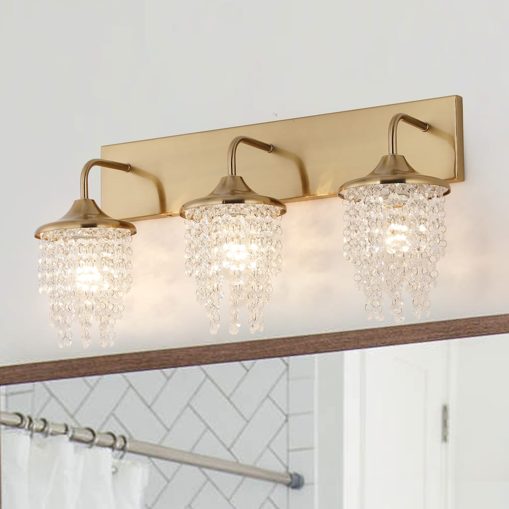 Modern 3-Light Crystal Dimmable Wall Vanity Light Fixture - 25.5-inch W x 11-inch H