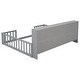 preview thumbnail 8 of 7, Full Wood Montessori Floor Bed w/Bookcase & Shelves,Guardrails, Grey