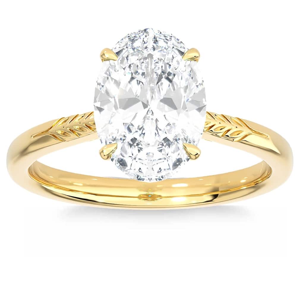 Certified 2 1/2Ct Oval Solitaire Diamond Engagement Ring in Gold Lab Grown