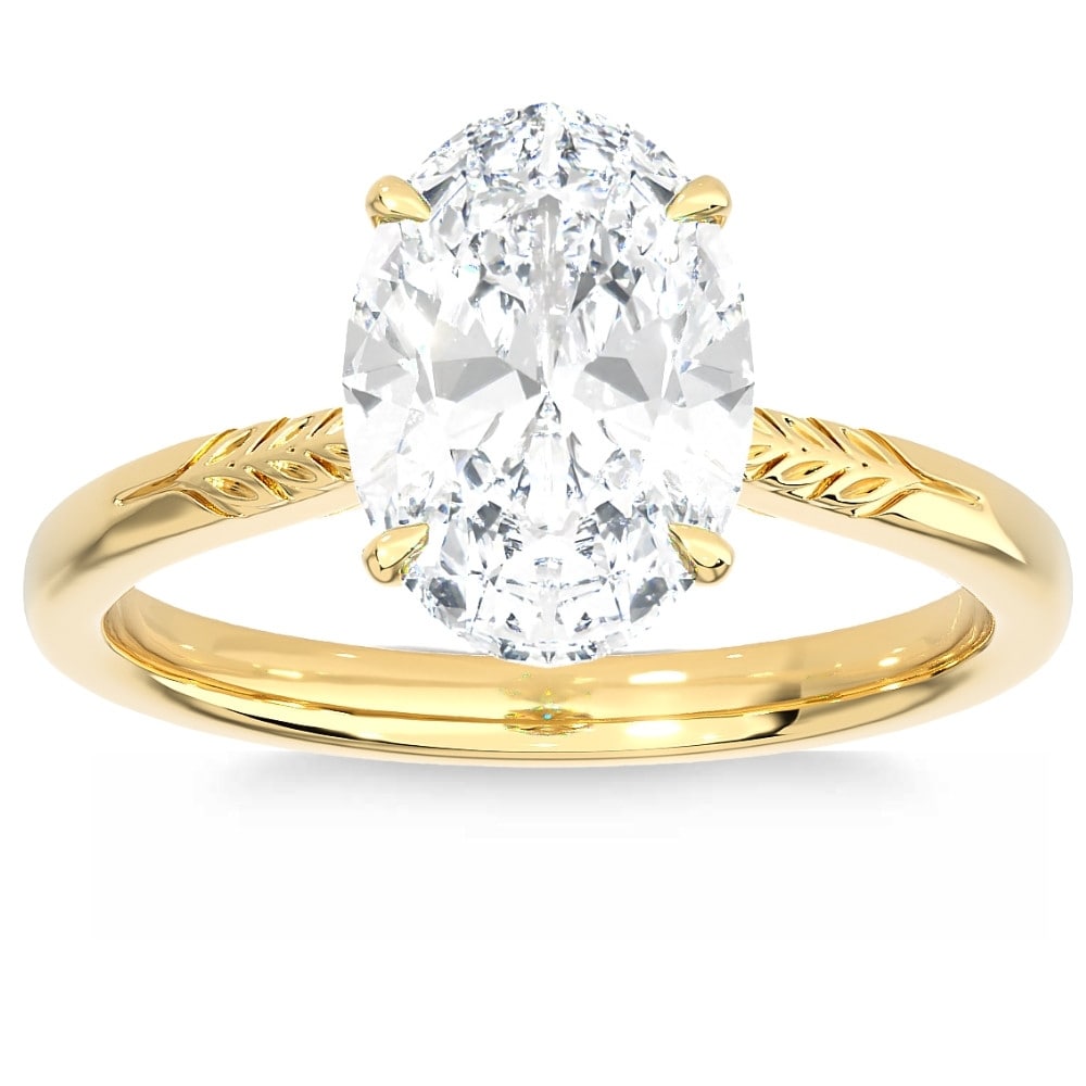 Bliss Diamond Certified 2 1/2Ct Oval Solitaire Diamond Engagement Ring in Gold Lab Grown