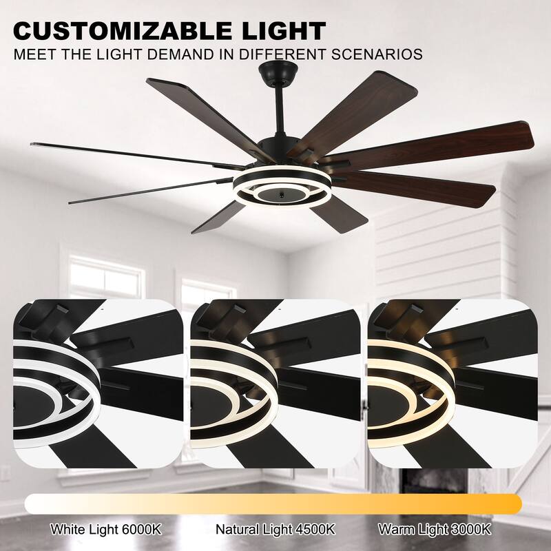 20"/24"/72" Oaks Aura Cotti Low Profile Dimmable Smart Ceiling Fan with Lights 6-Speed Flush Mount Modern Remote