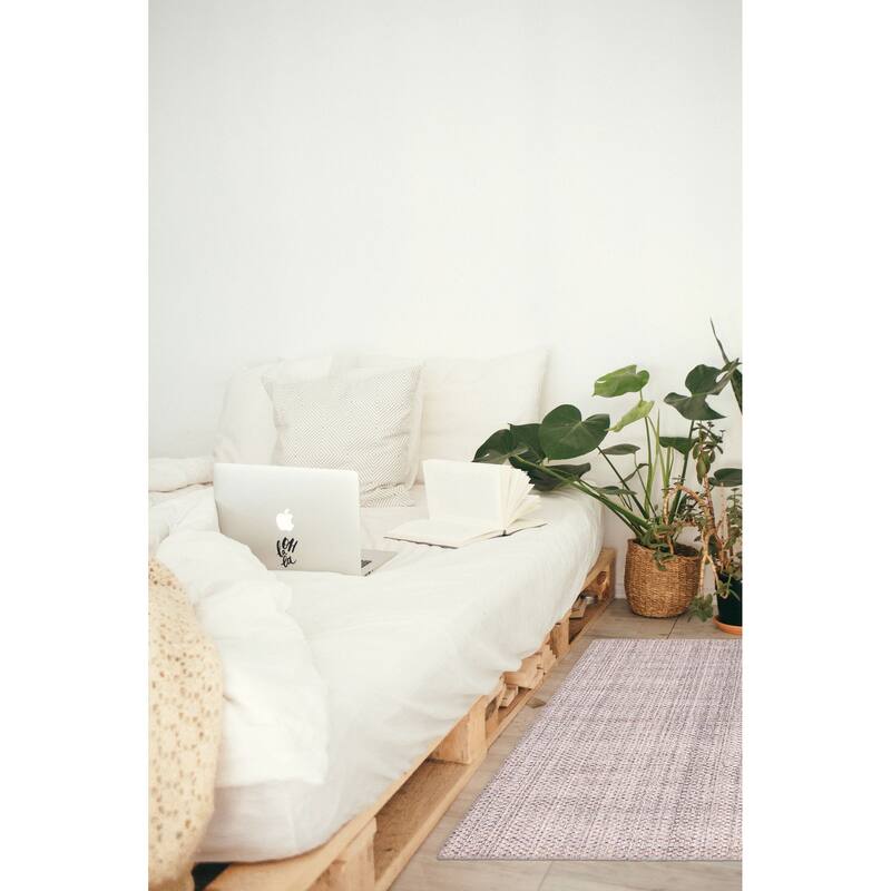 ECARPETGALLERY Braided Weave Loreto Light Grey Wool Rug - 4'1 x 5'11