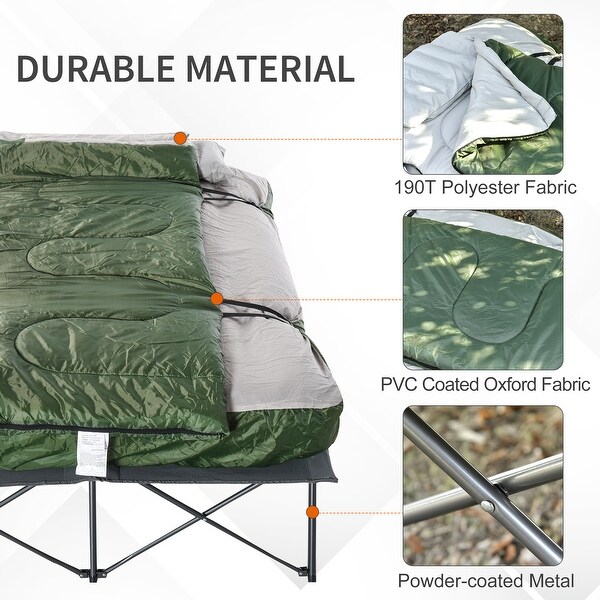 Outsunny 2 Person Collapsible Portable Camping Cot Bed Set with Sleeping Bag Inflatable Air Mattress Comfort Pillows On Sale Bed Bath Beyond 33060812