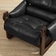Art Leon Genuine Leather Accent Chair with Ash Wood Legs