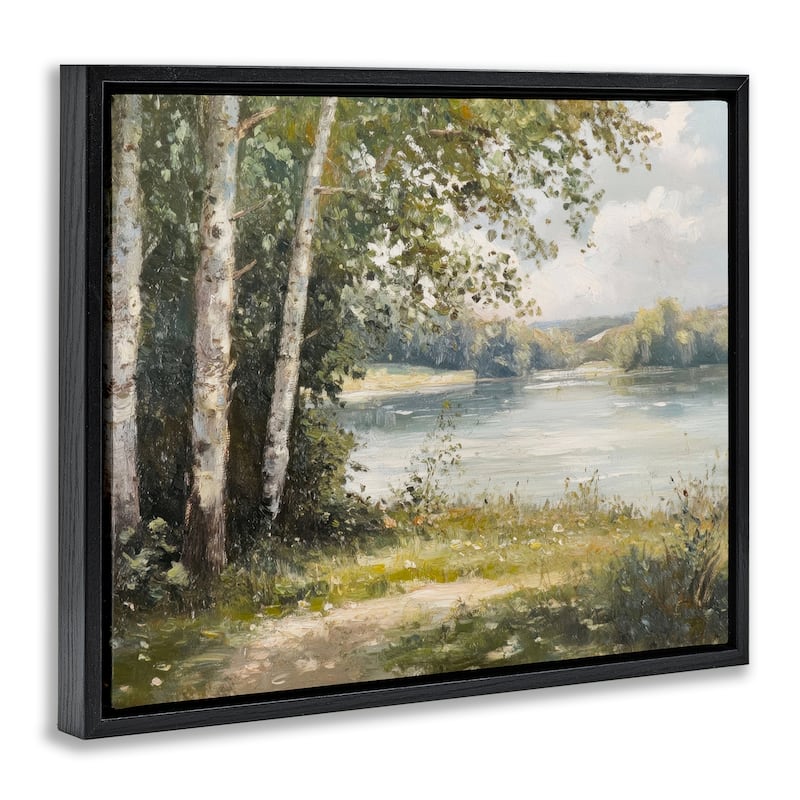 Stupell Place To Relax Lake View Framed Floater Canvas Wall Art Design By Petal Prints Design