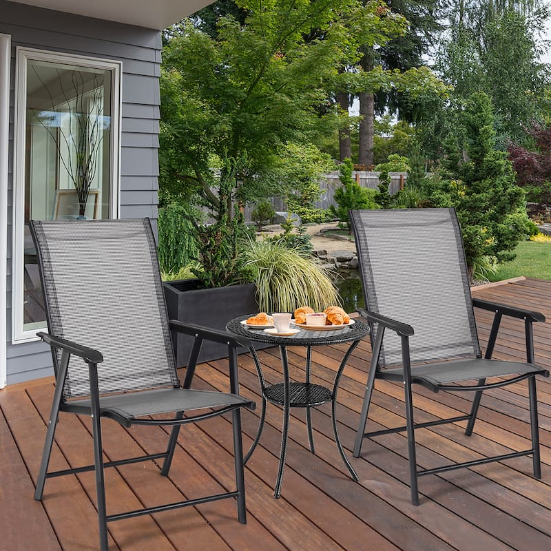 Set of 2 Patio Folding Chairs Camping Deck Dining Chair