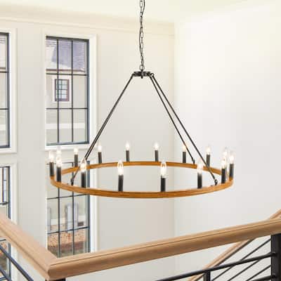Wagon Wheel Farmhouse Chandelier Round Pendant Light