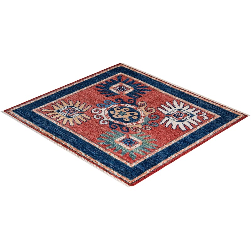 Hand Knotted Traditional Oriental Wool Area Rug - 7' 0" x 7' 1"