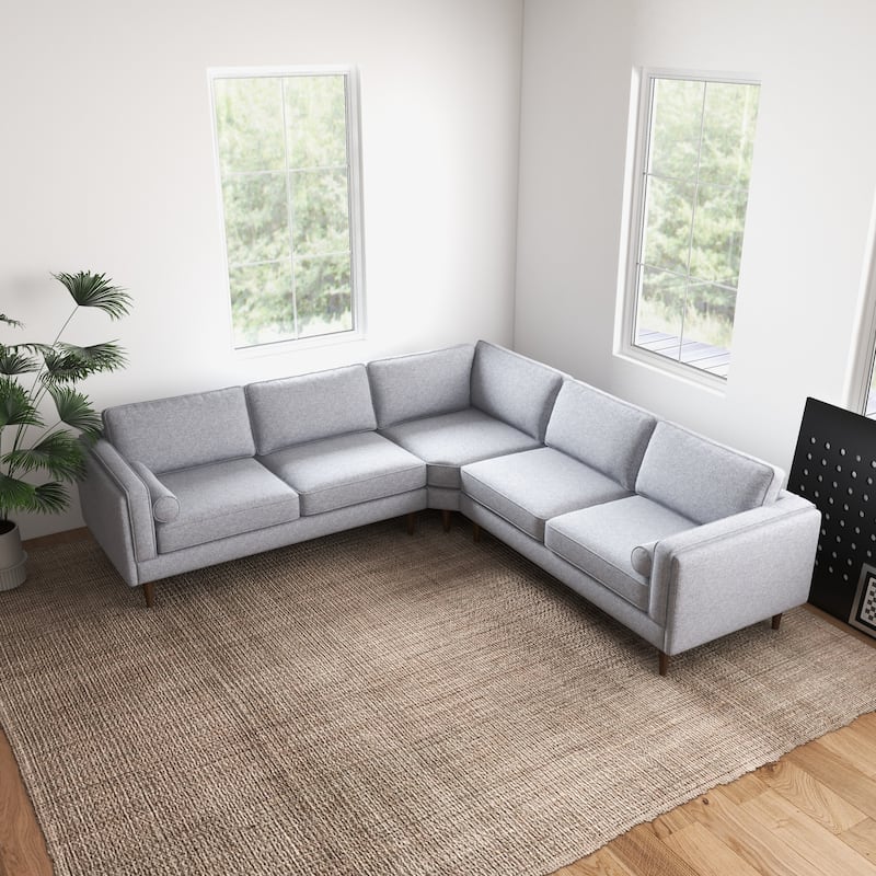 Flavia Mid Century Modern Pillow Back Symmetrical Corner Sofa