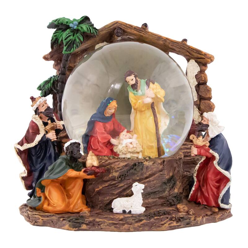 6.75" Holy Family Christmas Nativity Musical Water Globe