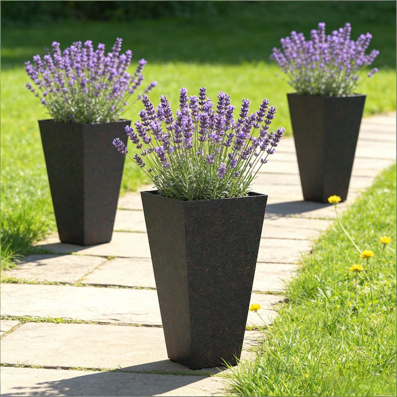 Tall Planters Set of 3, Taper Planters with Drainage Holes for Outdoor Plants