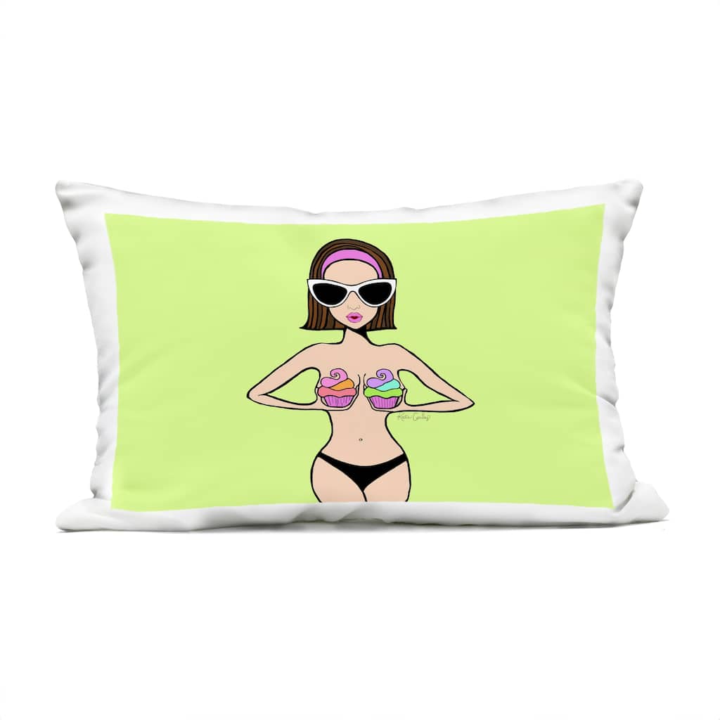 Stupell Glam Summer Gal & Cupcakes Printed Outdoor Throw Pillow Design by Katie Conley