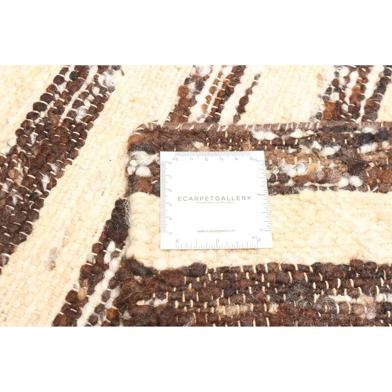 ECARPETGALLERY Braid weave Sienna Beige Wool Rug - 5'5 x 7'3