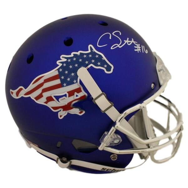 Shop Courtland Sutton Autographed Smu Mustangs Schutt Blue Replica