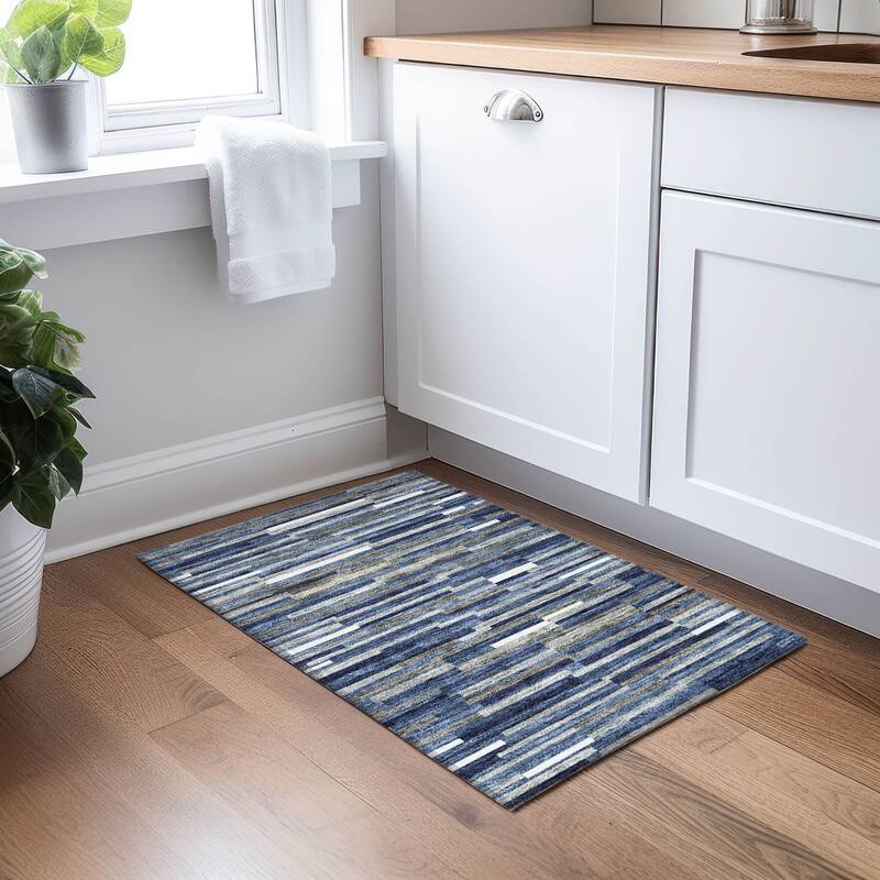 Machine Washable Indoor/ Outdoor Chantille Modern Stripes Rug