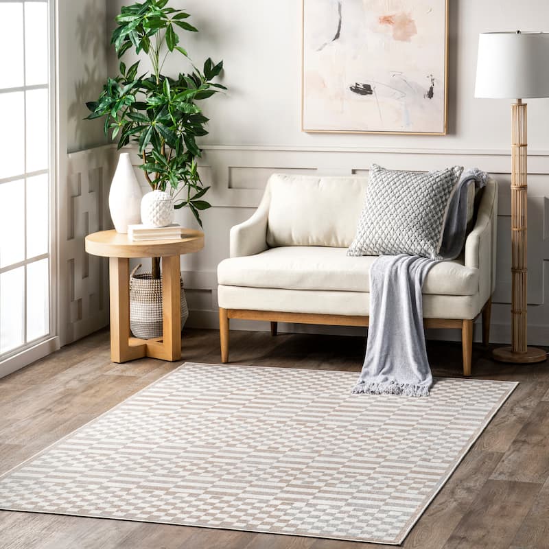 Nuloom Nikita SpinClean Faded Geometric Machine Washable Area Rug - 8' x 10' - Beige - Rectangle