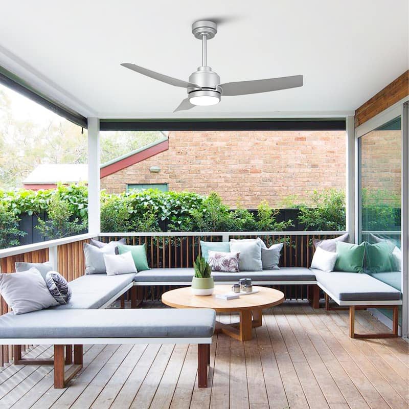 42-inch Modern Silver 3-Blades DC Motor Ceiling Fan with LED Light