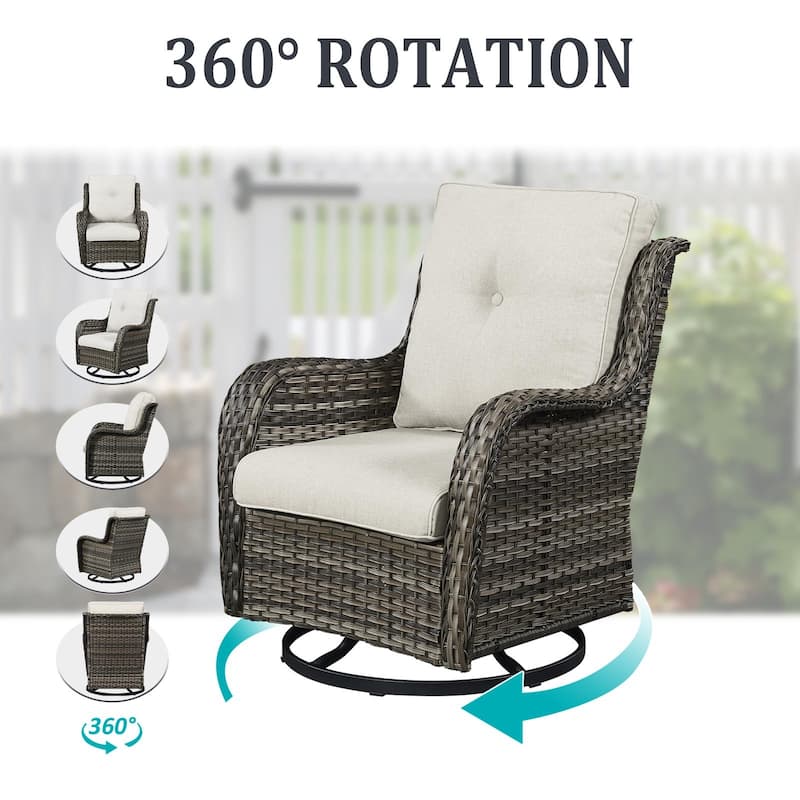 Outdoor Swivel Rocker Wicker Patio Chairs Set of 3