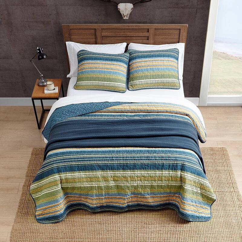 Twin Plaid Quilt Set Reversible Super Soft Light Green Blue Bed Bath