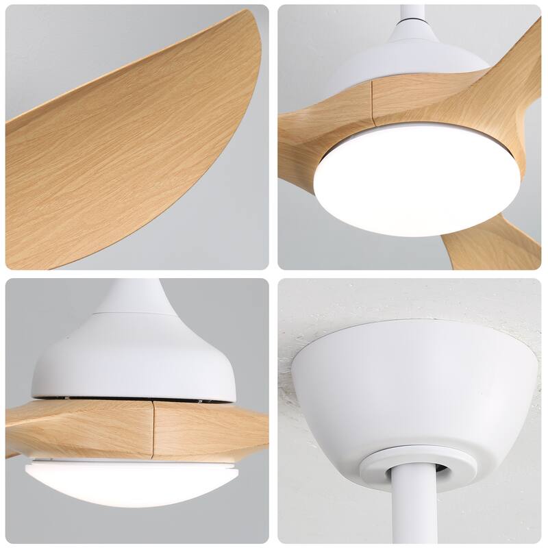 Reversible Quiet DC Motor Wood Ceiling Fan with 3-Color Dimmable LED Light, 6-Speed Remote Control & 3 Timers