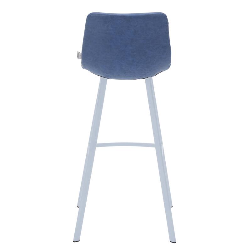 Leather 41" Counter Height Bar Stool with Stainless Steel Legs and Footrest