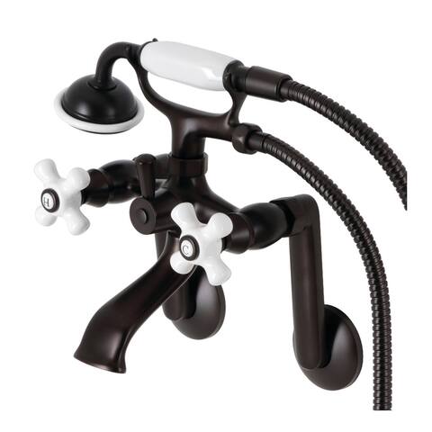 Kingston Brass Tub Wall Mount Clawfoot Tub Faucet with Hand Shower