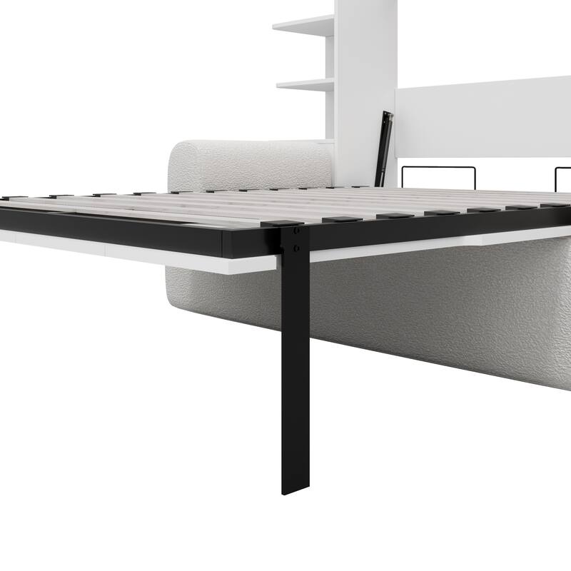 Queen Murphy Wall Bed with Sofa and Storage Towers by Harper&Bright Designs