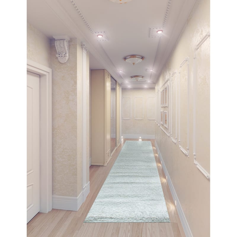 Ivory Hand-Knotted Wool Contemporary Modern Wool Flat Area Rug, Luxurious Soft Texture for Bedrooms and Living Rooms - L