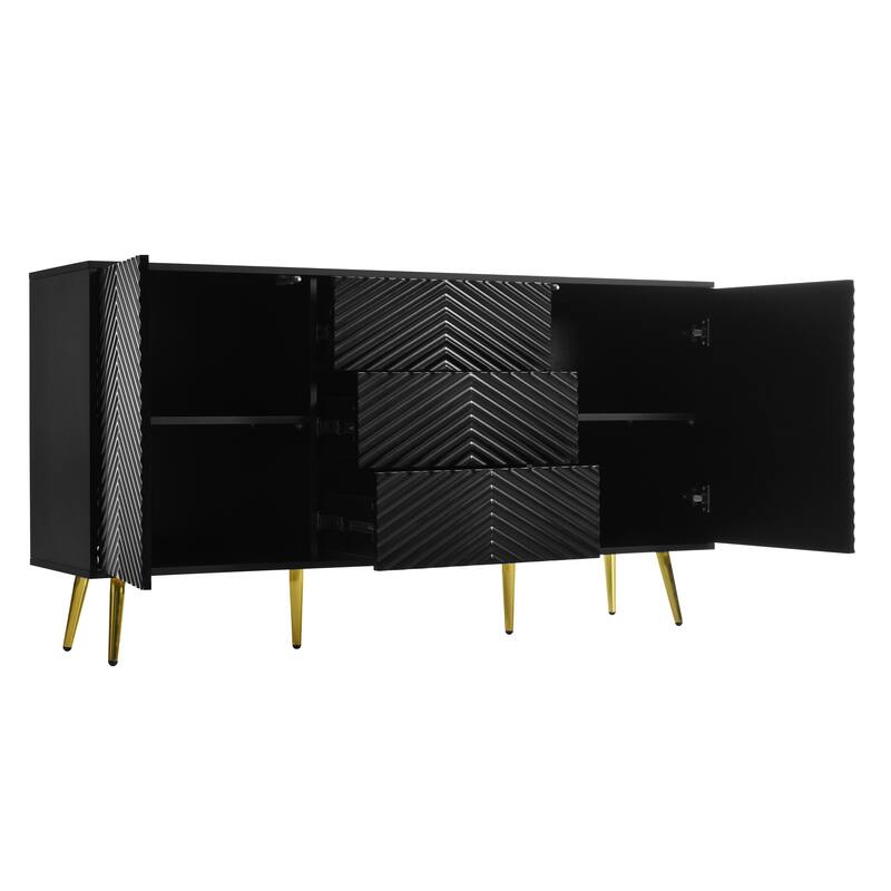 Modern Sideboard with Geometric Line Design