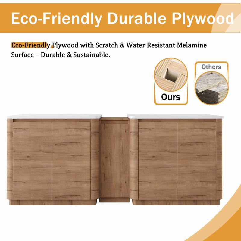 Malwee 36"/40"/48"/52"/60"/64"/84"/92" Bathroom Vanity with Sink, FreeStanding Bathroom Vanity with Door and Adjustable Shelf