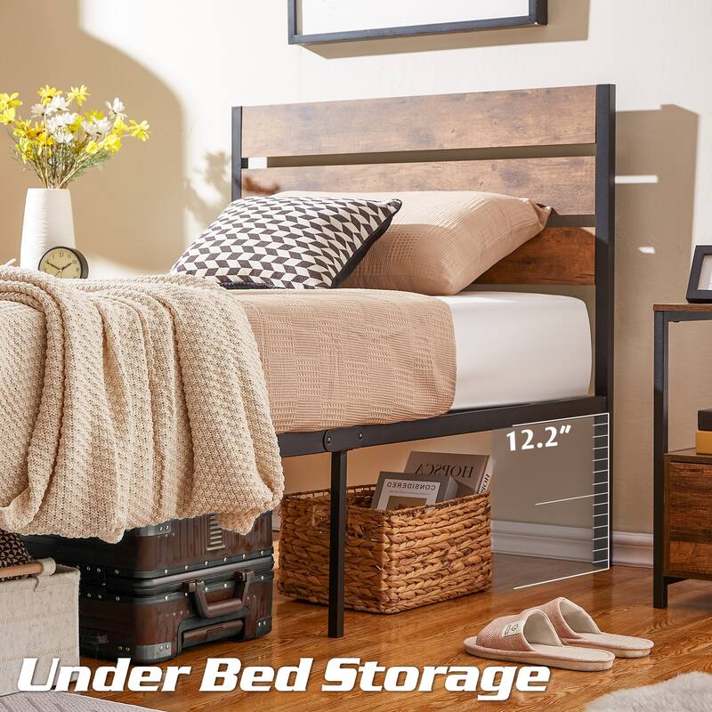 VECELO Twin Size Kids Bed Frames with Headboard and Footboard,Twin Size Bed Set of 2