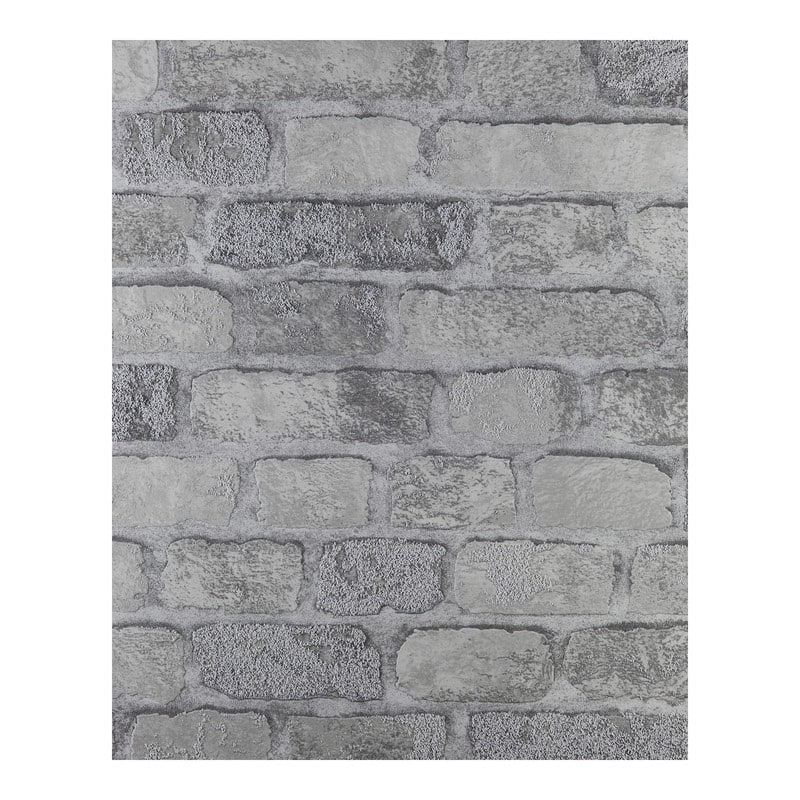 Brewster Princess Street Grey Brick Wallpaper - 20.5 x 396 x 0.025