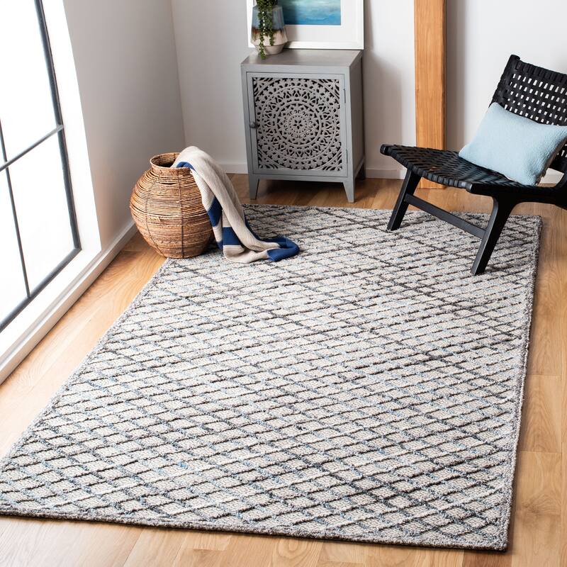 SAFAVIEH Handmade Trace Cristin Wool/ Viscose Rug - 3' x 5' - Blue/Black