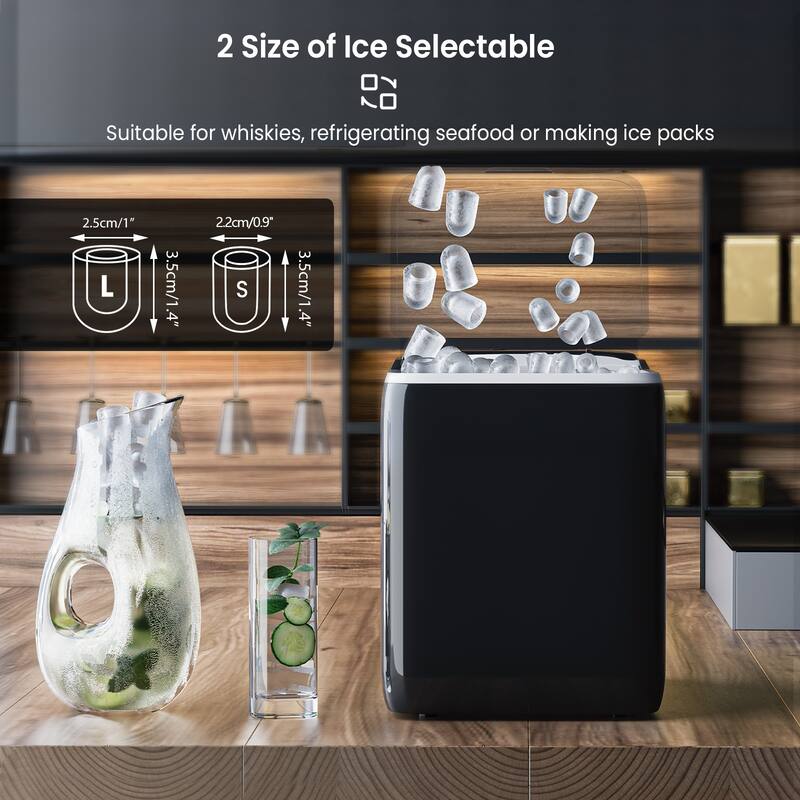 SUGIFT Black 44 lbs Portable Countertop Ice Maker Machine with Scoop