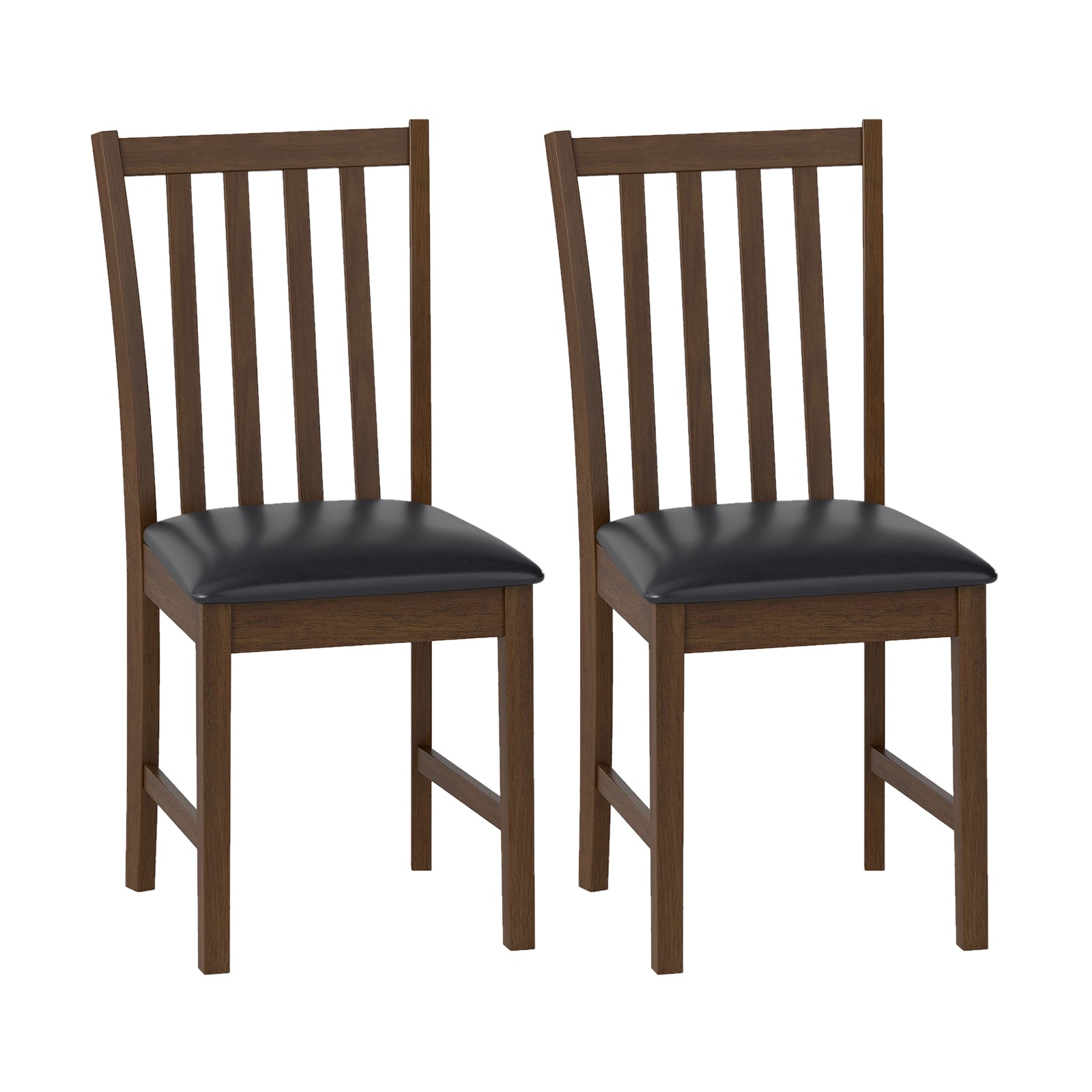 Gymax Wooden Dining Chair Set of 2 w/Rubber Wood Frame & Padded Seat &