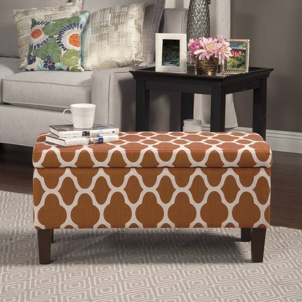 slide 10 of 10, Porch & Den Prospect Large Decorative Storage Bench Orange and Cream