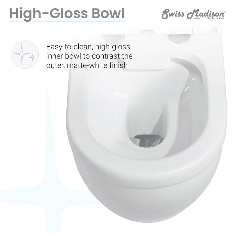Swiss Madison Ivy Wall Mounted Elongated Toilet Bowl Only - Seat