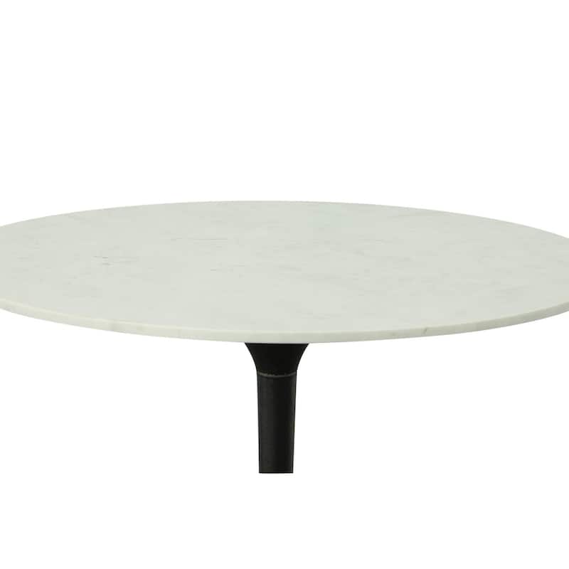Marble Circular Top Pedestal Dining Table - 36" - White and black