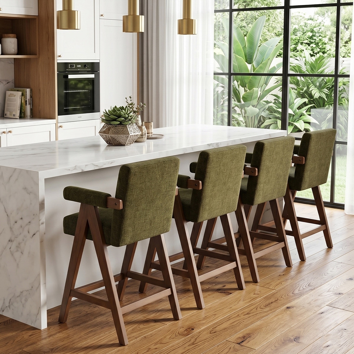 25.5"Seat Height Upholstered Counter Height Stools(Set of 4)