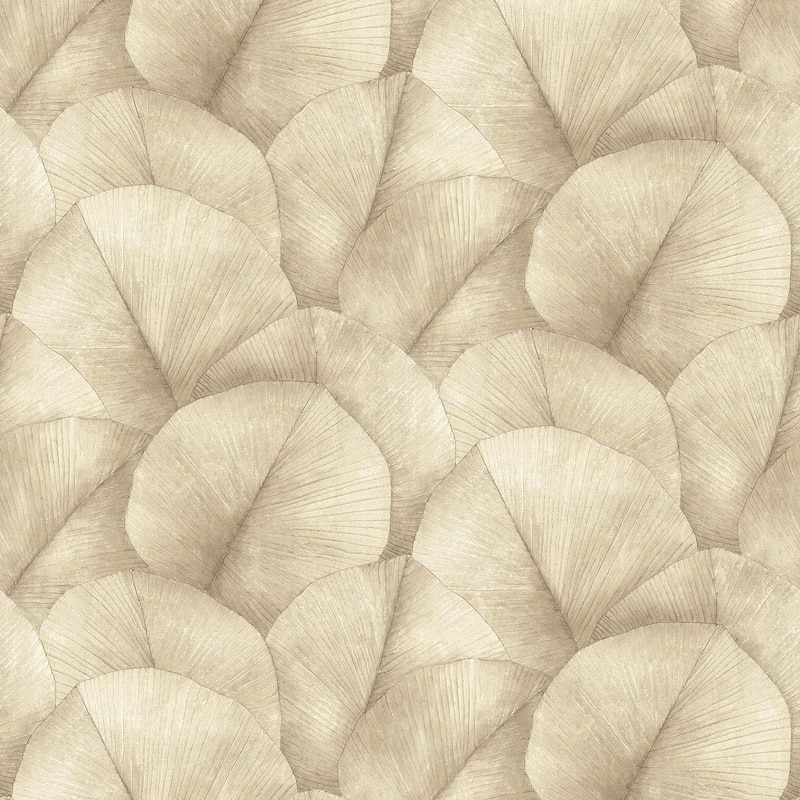 Galerie Wallcoverings Kumano Repeatable Palm Leaf 4-Panel Wall Mural Vinyl on Non-woven Matte Finish - 8.8 feet H x 7 feet W - Beige