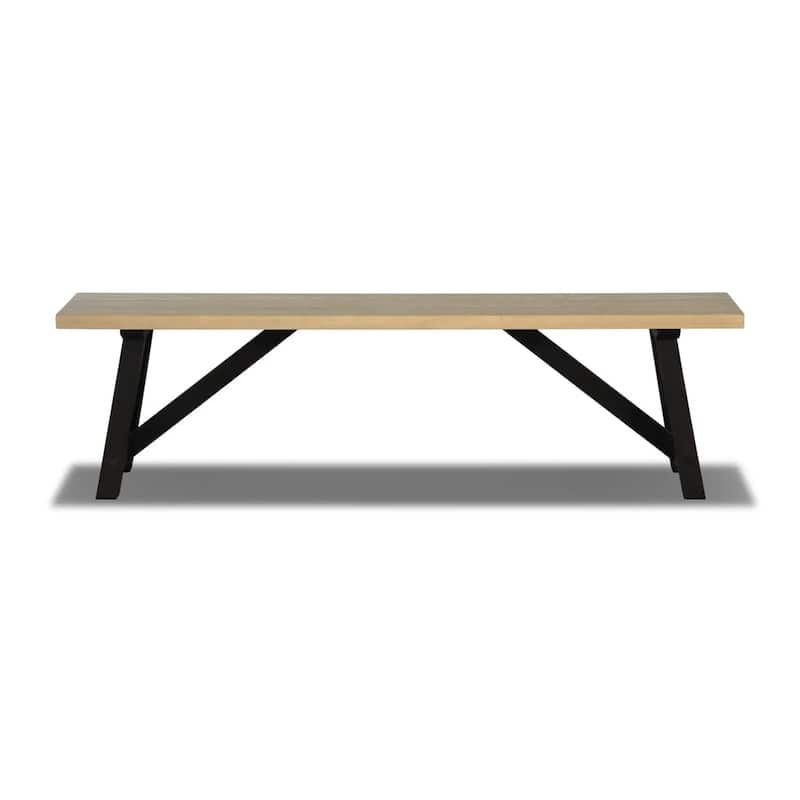 Cascais Solid Wood Bench with Farmhouse Base - Blonde Oak/Black Oak