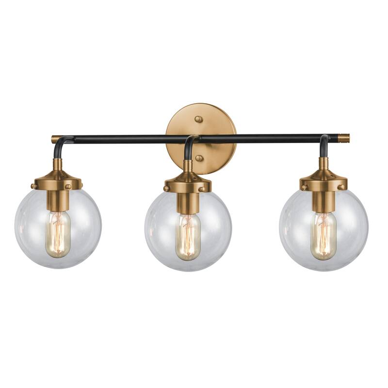 Boudreaux 15-inch Wide 2-Light Vanity Light in Matte Black with Antique Gold - 24 - Black