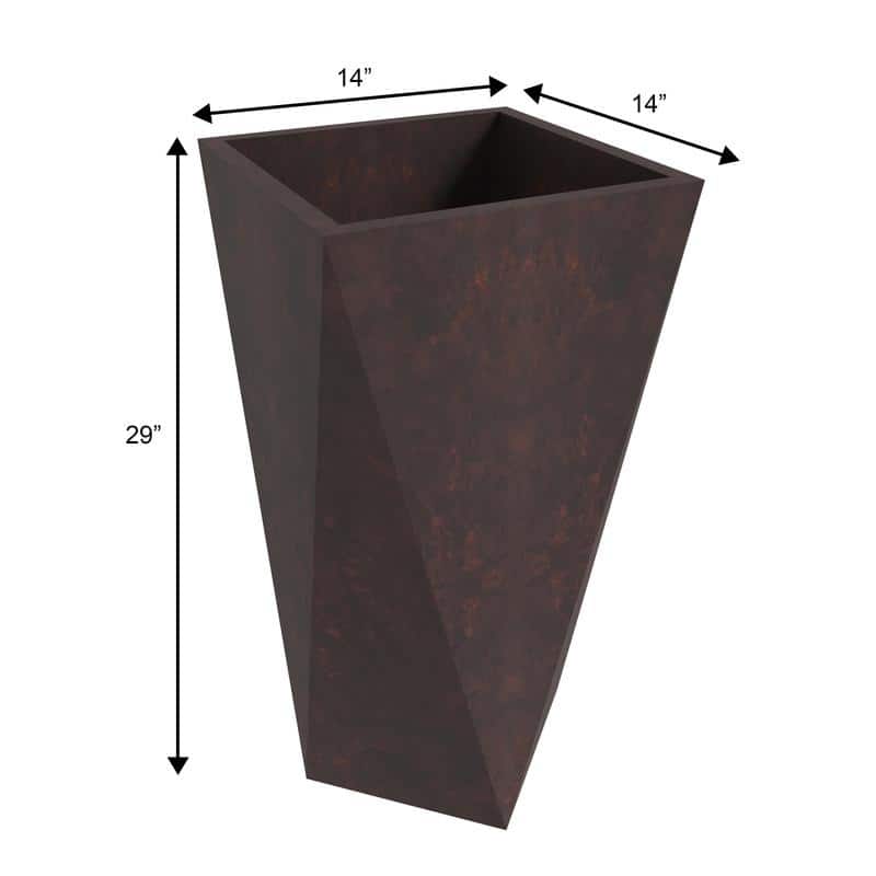 Aloe Fiberstone & MGO Clay Tapered Square Tall Planter Plant Pot, Indoor/Outdoor with Drainage Holes for Yard Porch Decor