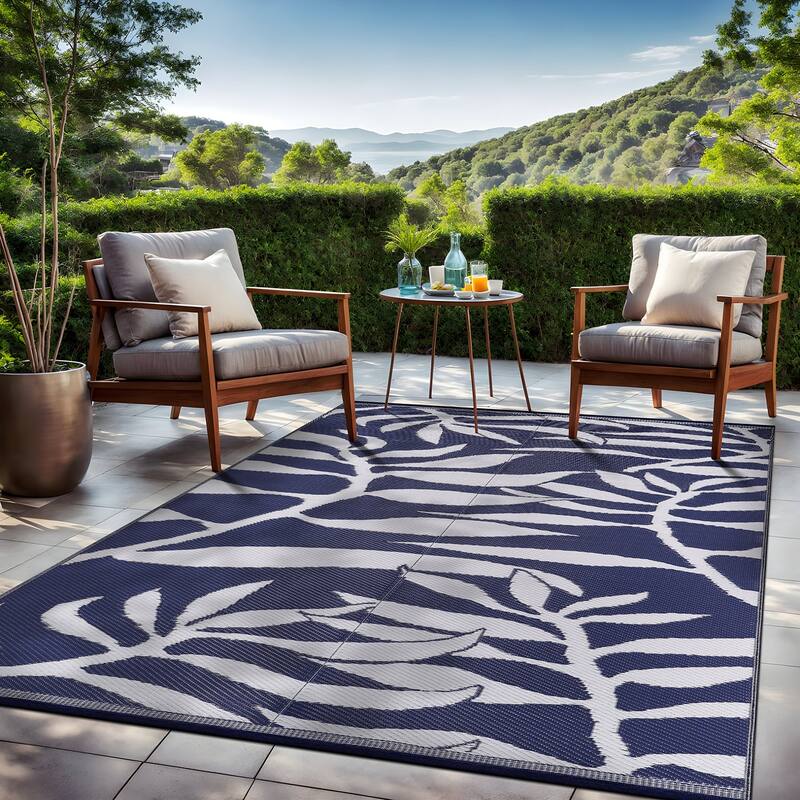 Beverly Rug Tropical Blue Reversible Outdoor Area Rug